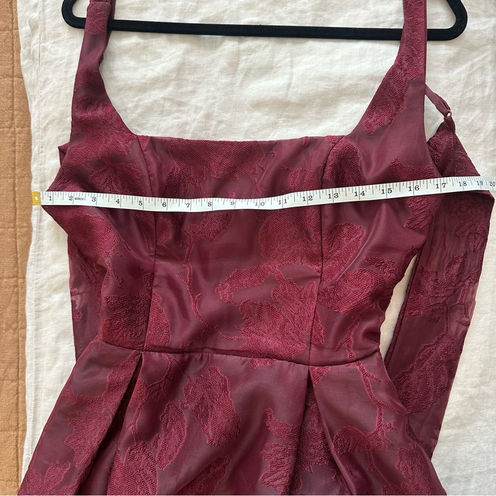 NWT Lulus Perfected Aura Red Jacquard Tie-Back Maxi Dress with Pockets - Picture 15 of 16